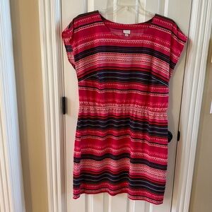 Merona Vibrant Pink and Navy Patterned Dress, Size XXL